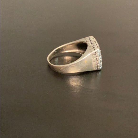 Tortoise Shell Design Pattern Block Geometric Large 925 Silver Ring - Picture 3 of 9